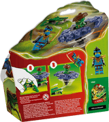 LEGO Ninjago: Nya vs. Mutation Monster Spinner packaging with figures and a dragon-like creature on a green background