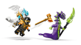 Two LEGO Ninjago: Cole's Mission Mech & Dragon Zane figures in a battle pose on a transparent background