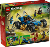 LEGO Ninjago: Jay's Transforming Car set packaging with characters and dragon on a grassy background
