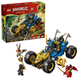 LEGO Ninjago: Jay's Transforming Car set with vehicles and figures in front of its packaging