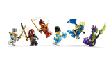 Set of colorful LEGO Ninjago: Ninja Vehicle Tree House Battle minifigures on a transparent background