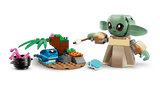 LEGO Star Wars: Grogu's Homestead figure of a baby Grogu holding a marshmallow  on a transparent background.