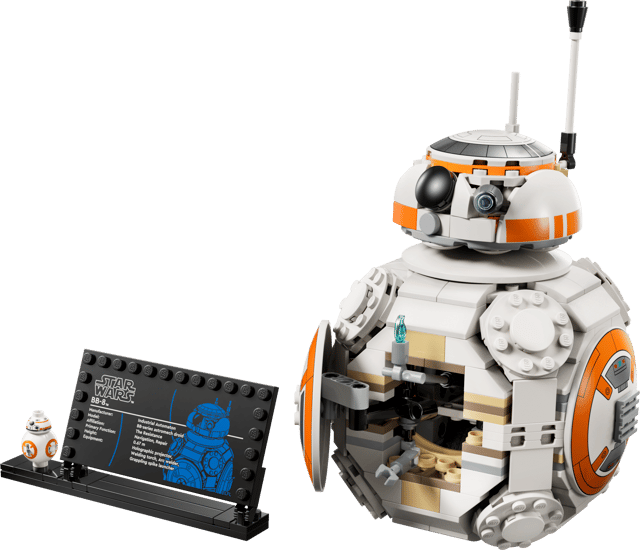 LEGO Star Wars: BB-8™ Astromech Droid with a display stand on a transparent background