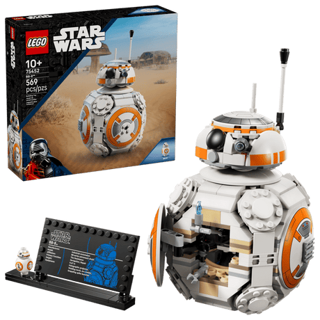 LEGO Star Wars: BB-8™ Astromech Droid set with packaging and display stand on a white background