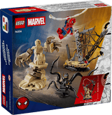 LEGO Super Heroes Marvel: Epic Battle: Spider-Man vs. Sandman set packaging with Spider-Man figure and other characters.