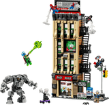 LEGO Super Heroes Marvel: Spider-Man vs. Mysterio: The Daily Bugle set with various characters and elements on a transparent background