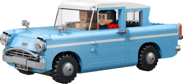 Model of a blue LEGO Harry Potter: Enchanted Flying Ford Anglia™ with a transparent background