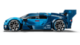 Blue LEGO Speed Champions: Bugatti Vision GT Hyper Sports Car model on a transparent background