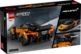 LEGO Speed Champions: McLaren W1 set packaging with car images on a black background