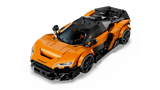 Orange and black LEGO Speed Champions: McLaren W1 car model on a transparent background