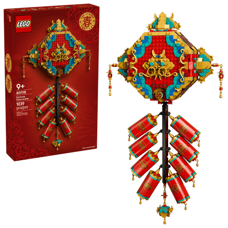 LEGO Chinese Festivals: Fortune Firecracker with packaging on a white background