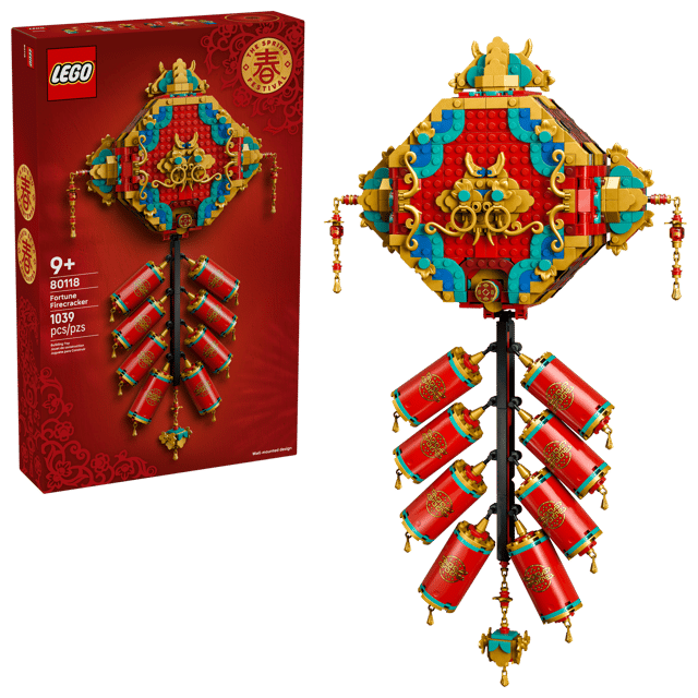 LEGO Chinese Festivals: Fortune Firecracker with packaging on a white background