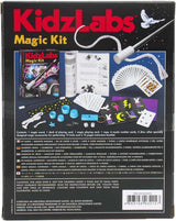 Back view of a KidzLabs Magic Kit packaging with illustrations and text.