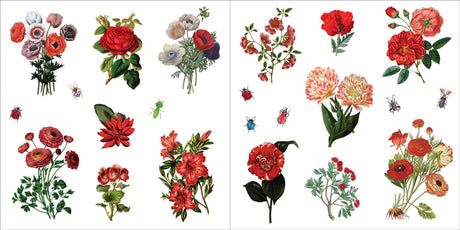 Collection of floral stickers on a white background
