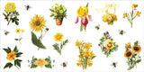 Collection of various floral stickers on a white background