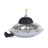 Amuseables Jellysaucer silver UFO plush toy with black accents on a white background