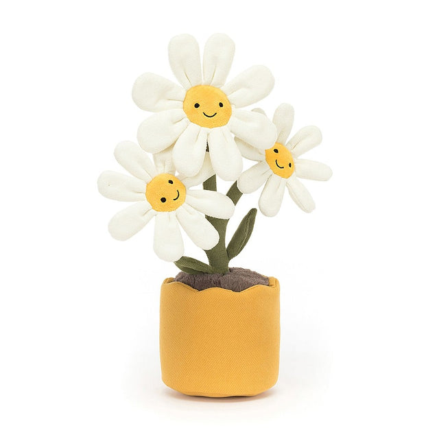 Plush Amuseables Daisy in a pot with smiley faces on a white background