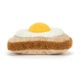 Rear view of a plush Amuseables Egglantine Egg On Toast with a white background