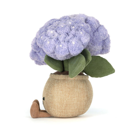 Stuffed Amuseables Hydrangea in a beige pot on a white background