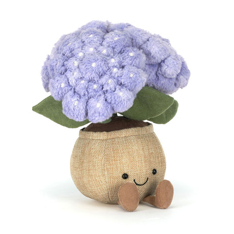 Plush Amuseables Hydrangea with a smiling face on a white background