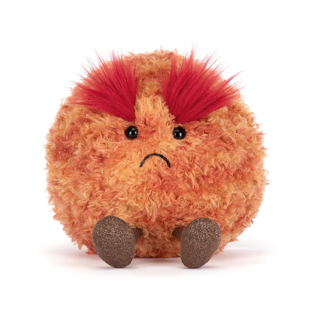 Amuseables Planet Mars plush toy with  red eyebrows on a white background