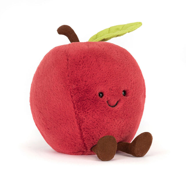 Plush toy Amuseables Apple with a smiling face on a white background