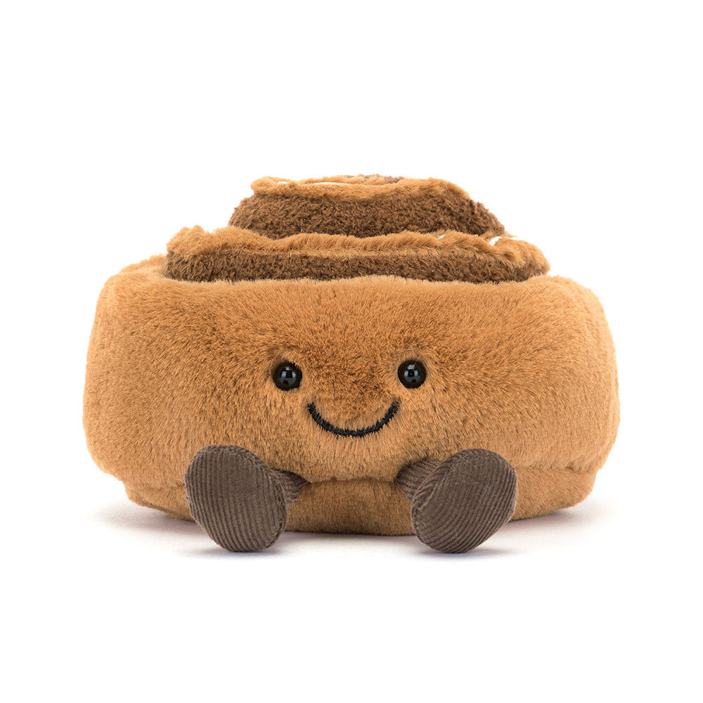 Plush toy Amuseables Cinnamon Bun with a smiling face on a white background