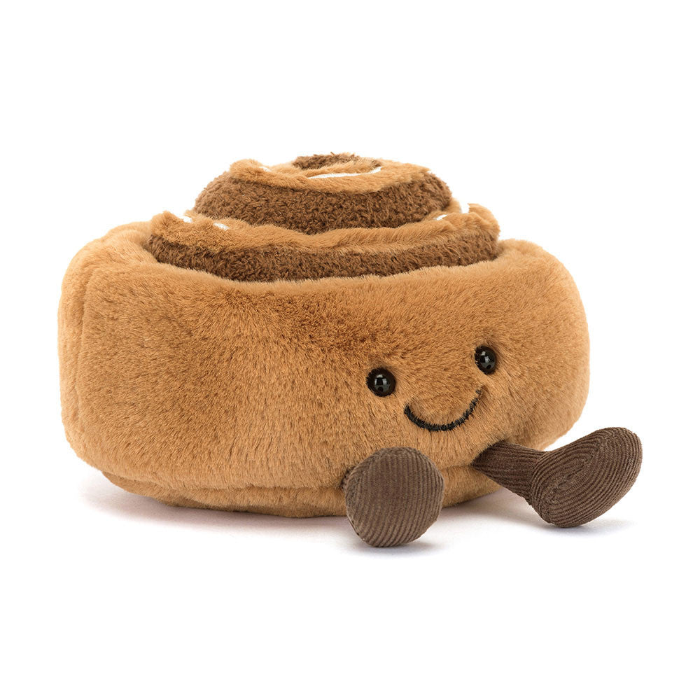 Plush toy Amuseables Cinnamon Bun with a smiling face on a white background