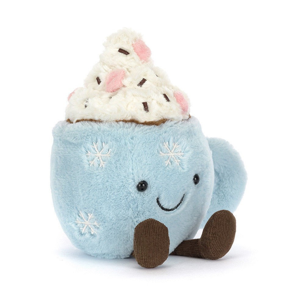 Plush toy Amuseables Hot Chocolate with Marshmallows with whipped cream on a white background
