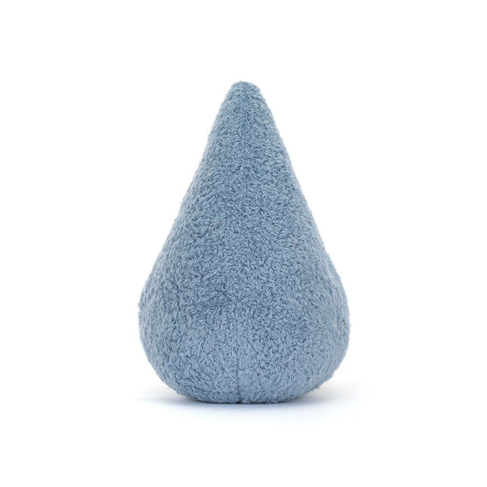 Rear view of a blue Amuseables Happy Raindrop on a white background