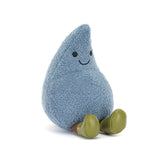 Blue plush toy Amuseables Happy Raindrop with a smiling face on a white background