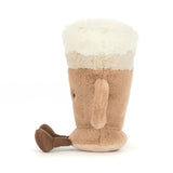 Soft plush toy shaped like a warm cup with a frothy top and handle, designed as the Amuseables Latte, perfect for imaginative play or as a kid's gift.