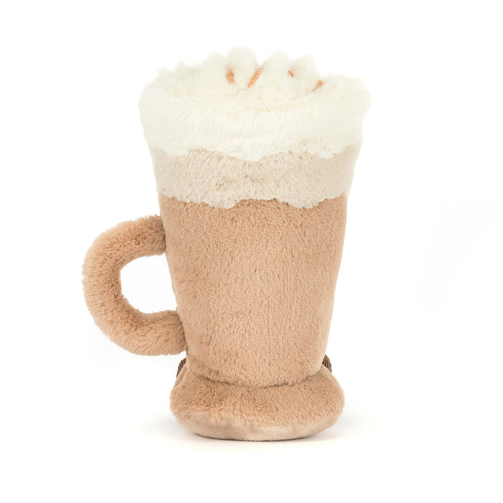 Soft plush toy shaped like a latte glass with creamy foam on top, designed as the Amuseables Latte, perfect as a cuddly gift for kids and collectors.