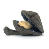 Side view of a plush toy Amuseables Michelle Mussel on a white background