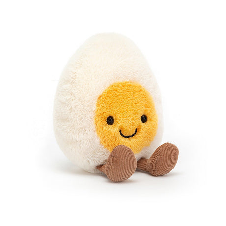 Plush Amuseable Boiled Egg Small toy resembling a boiled egg with a smiling face on a white background