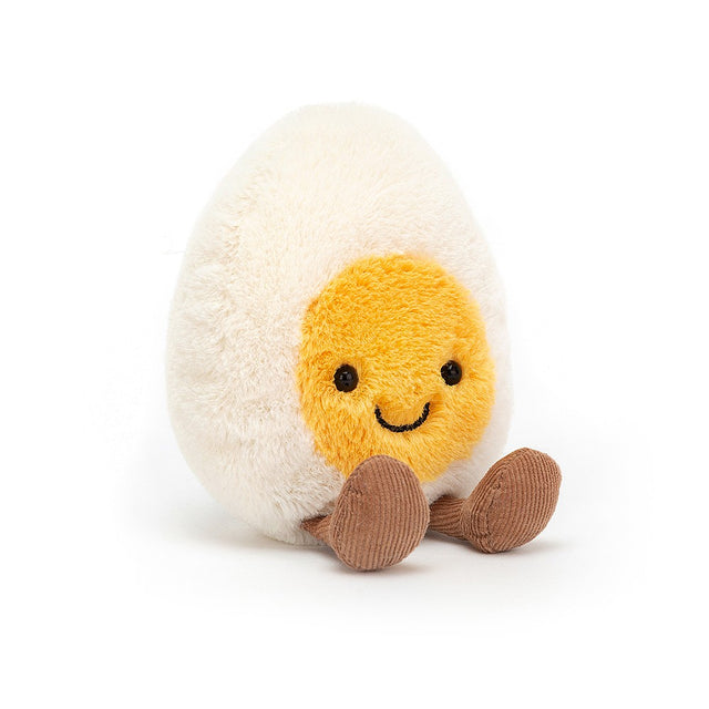 Plush Amuseable Boiled Egg Small toy resembling a boiled egg with a smiling face on a white background