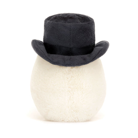 Amuseable Boiled Egg Groom plush toy featuring a soft white egg character wearing a black top hat, perfect for a whimsical kid's gift or collectible.
