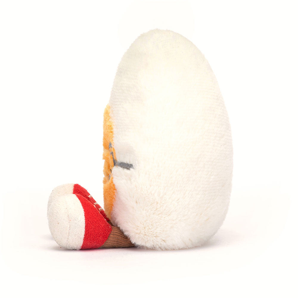 Soft plush toy of Amuseables Boiled Egg Geek featuring a cute boiled egg character with glasses, perfect for kid's birthday gifts and toy collections.