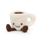 Stuffed Amuseables Espresso Cup toy resembling a white mug with brown  feet on a white background
