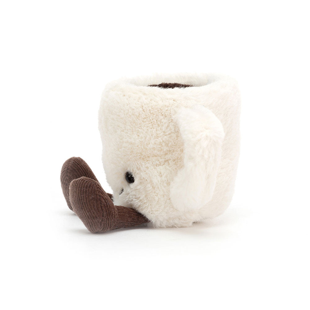 Small Amuseables Espresso Cup plush toy with a white body and brown feet on a white background