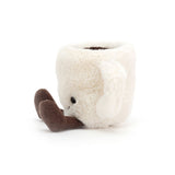 Small Amuseables Espresso Cup plush toy with a white body and brown feet on a white background