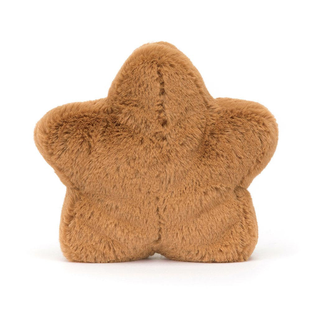 Soft brown plush star-shaped toy with a fuzzy texture, representing the Amuseables Star Cookie, perfect for children's toy collections or gift ideas.