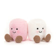Amuseables Pink And White Marshmallows, one pink and one white, with smiling faces on a white background