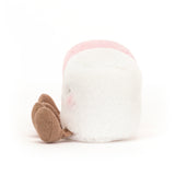 Amuseables Pink And White Marshmallows with brown shoes on a white background