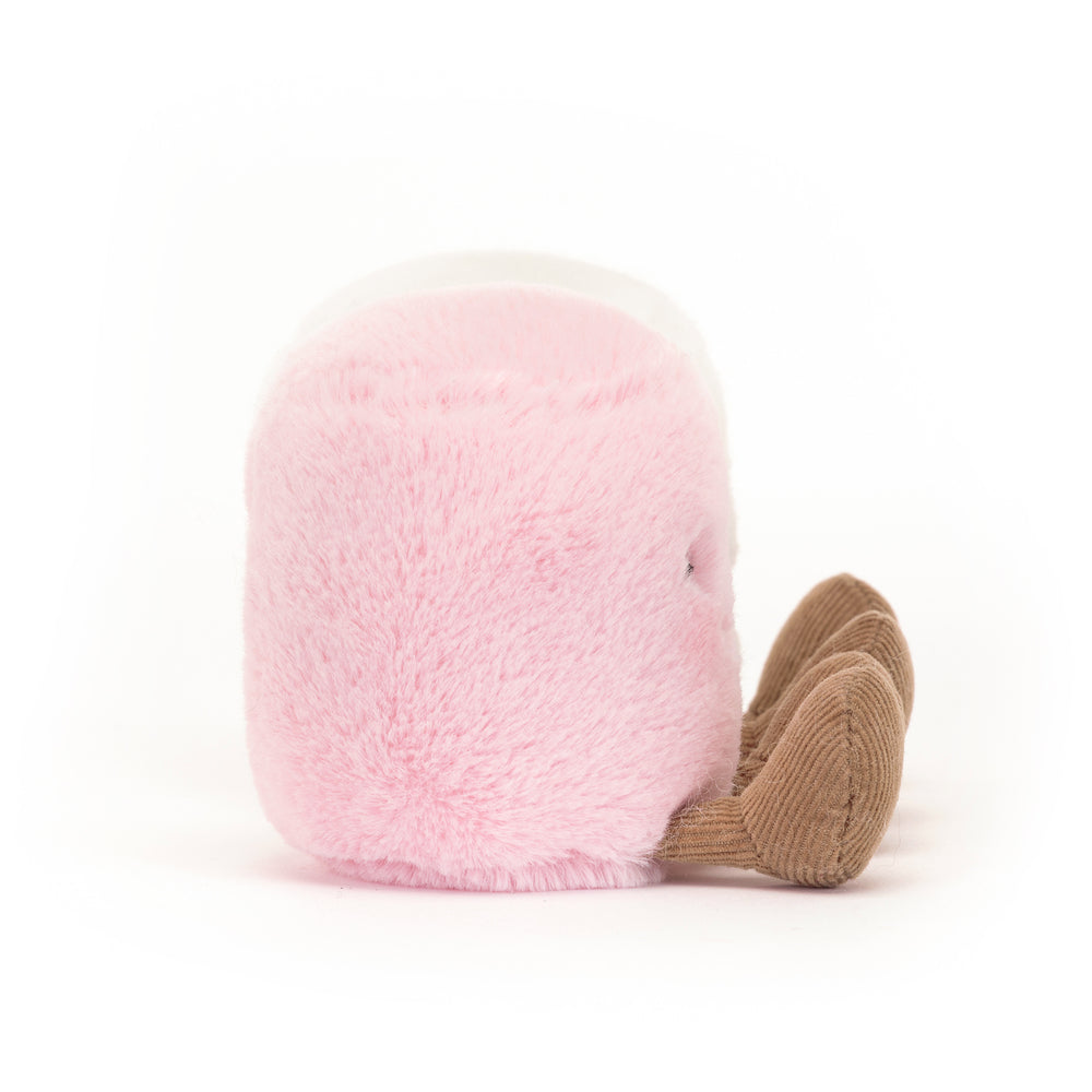 Pink Amuseables Pink And White Marshmallows with brown feet on a white background