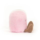 Pink Amuseables Pink And White Marshmallows with brown feet on a white background