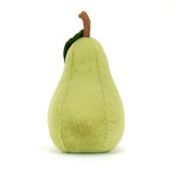 Soft green plush toy shaped like a pear with a brown stem and a green leaf, designed as the Amuseables Pear for children's play and decoration.