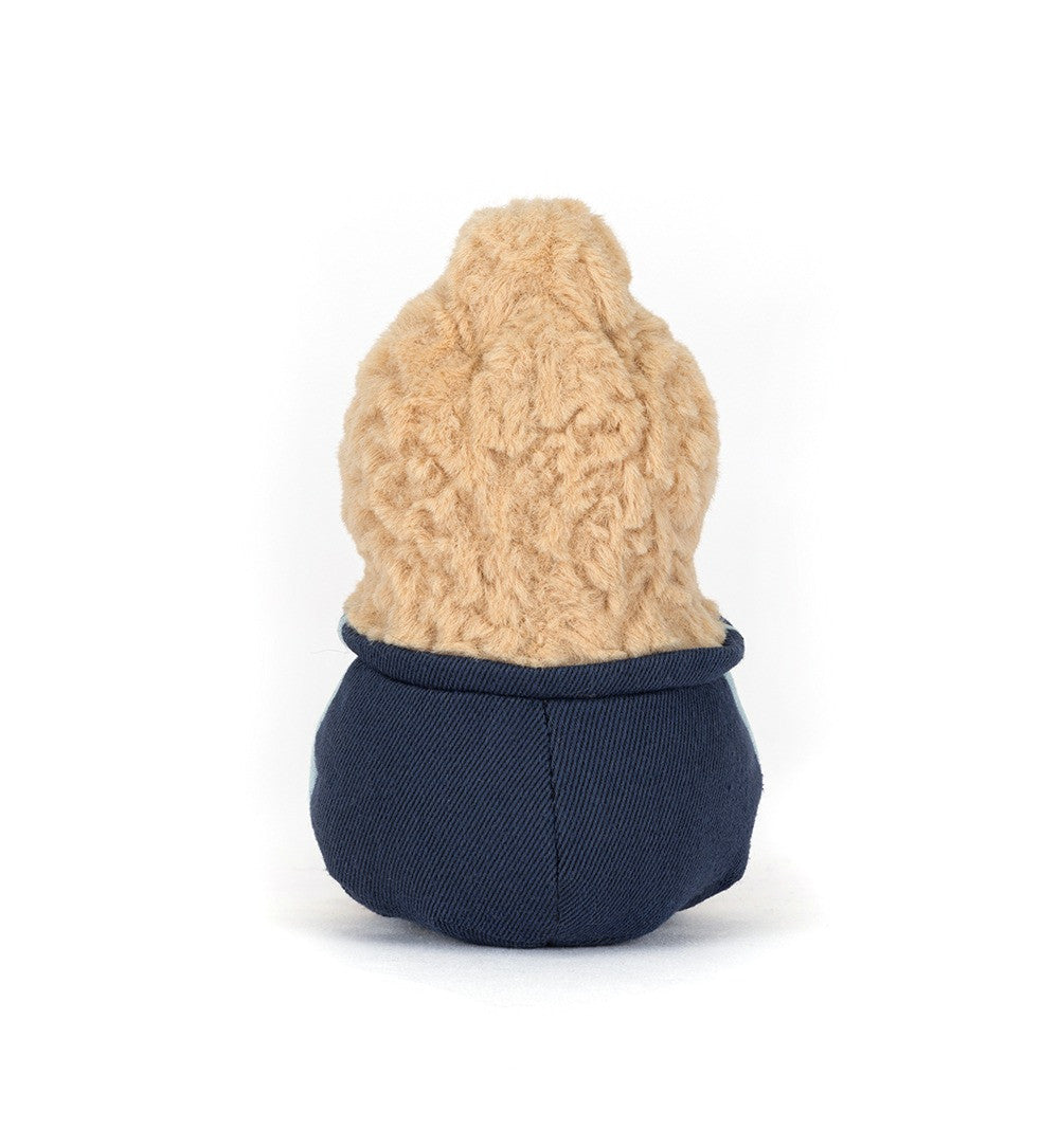 Soft plush toy dressed in a navy outfit from the Amuseables Peanut Star Student Outfit collection, designed as a charming stuffed toy for kids.