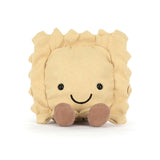 Plush Amuseables Ravioli toy with a smiling face on a white background
