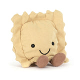 Plush toy Amuseables Ravioli with a smiling face on a white background